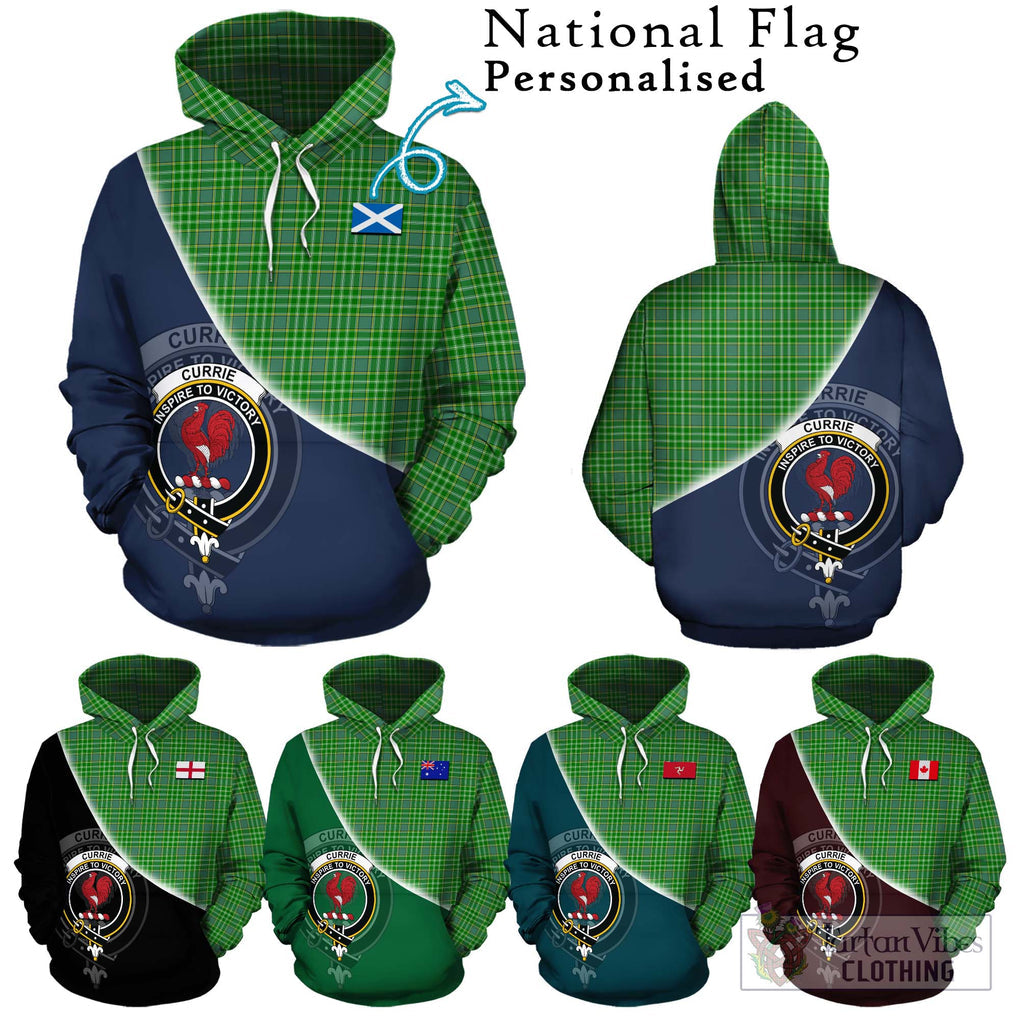 Currie Tartan Hoodie with Personalised National Flag and Family Crest Half Style Zip Hoodie - Tartanvibesclothing Shop