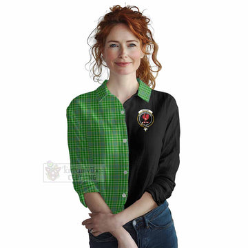 Currie Tartan Women's Casual Shirt with Family Crest and Half Of Me Style