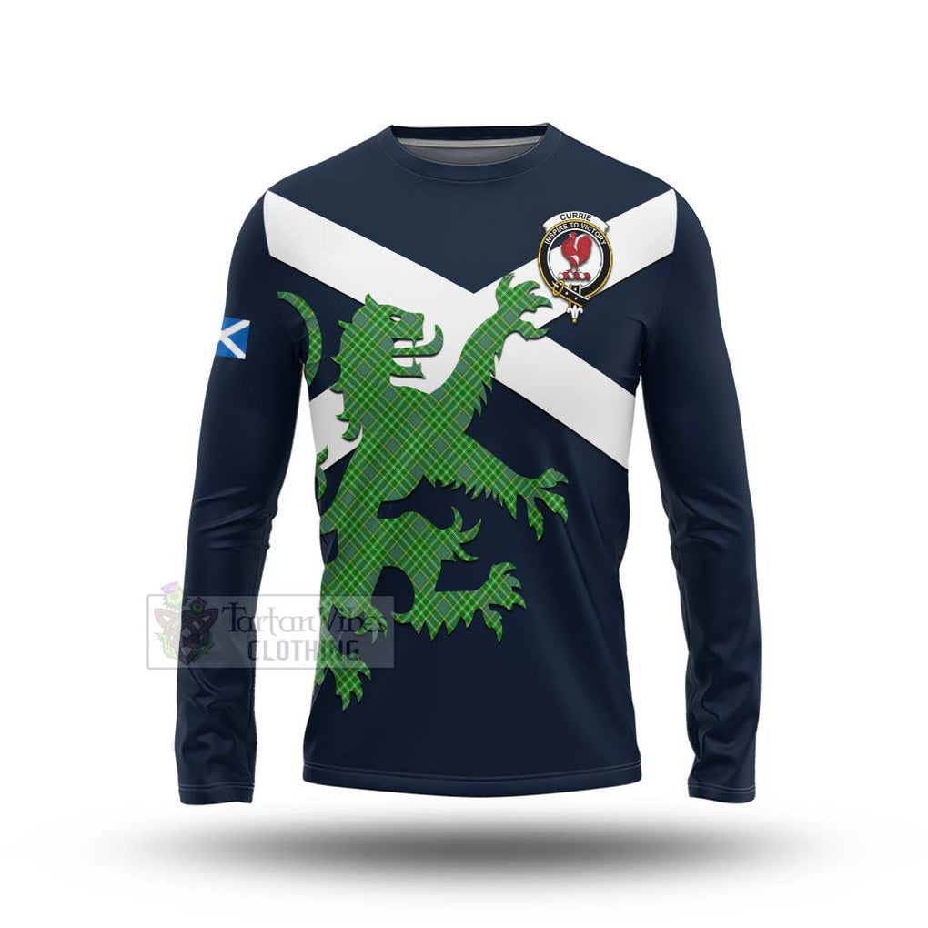 Tartan Vibes Clothing Currie Tartan Lion Rampant Long Sleeve T-Shirt – Proudly Display Your Heritage with Alba Gu Brath and Clan Name