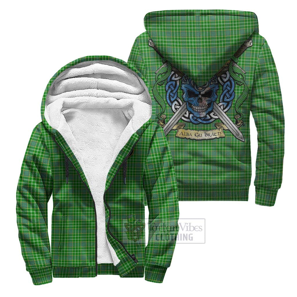 Tartan Vibes Clothing Currie Tartan Sherpa Hoodie with Family Crest Celtic Skull Style