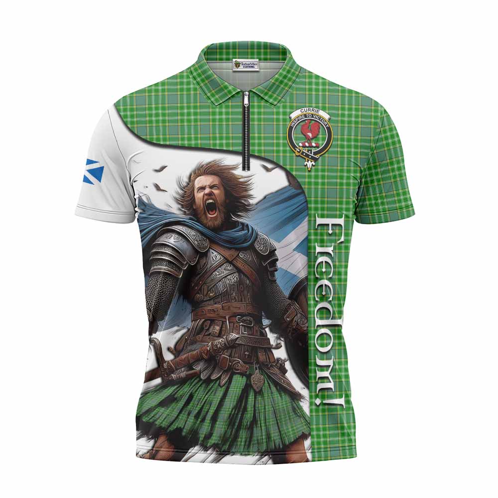 Tartan Vibes Clothing Currie Crest Tartan Zipper Polo Shirt Inspired by the Freedom of Scottish Warrior