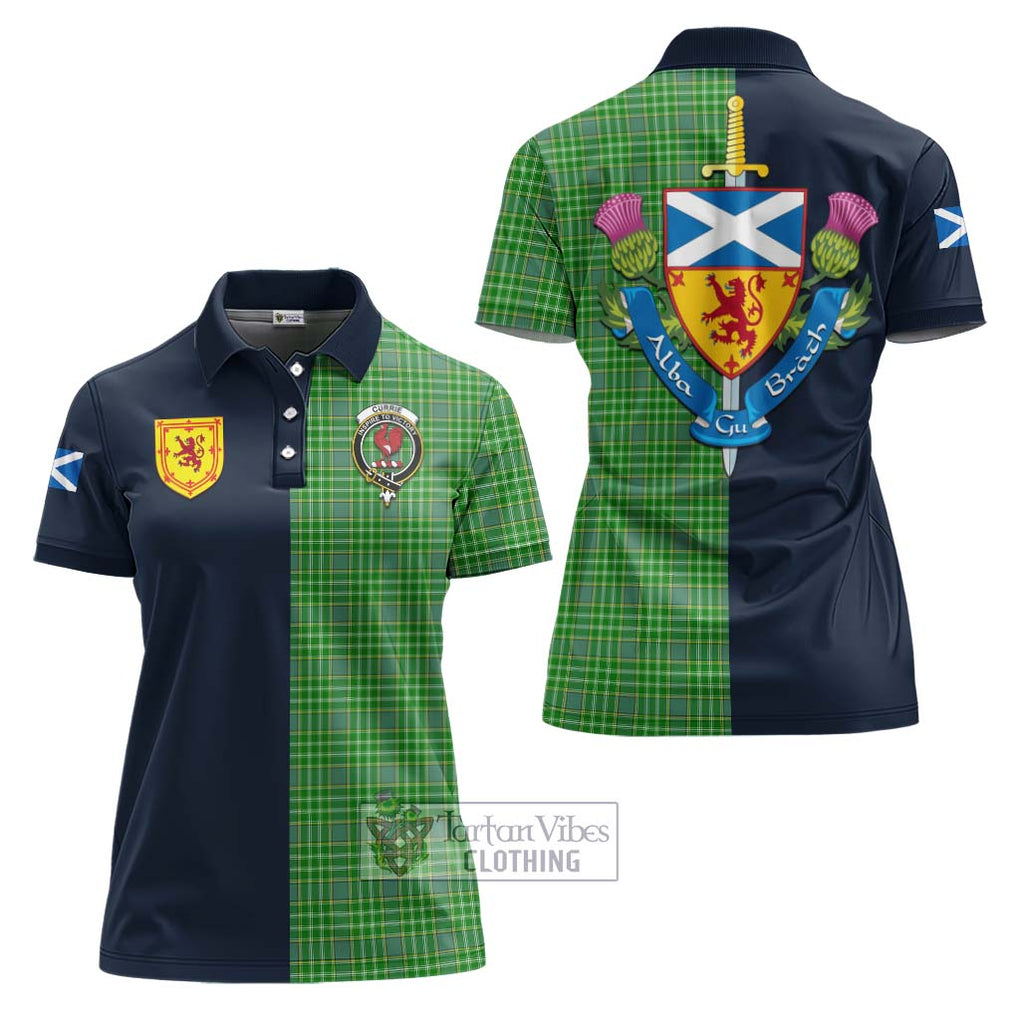 Tartan Vibes Clothing Currie Tartan Women's Polo Shirt with Scottish Lion Royal Arm Half Style