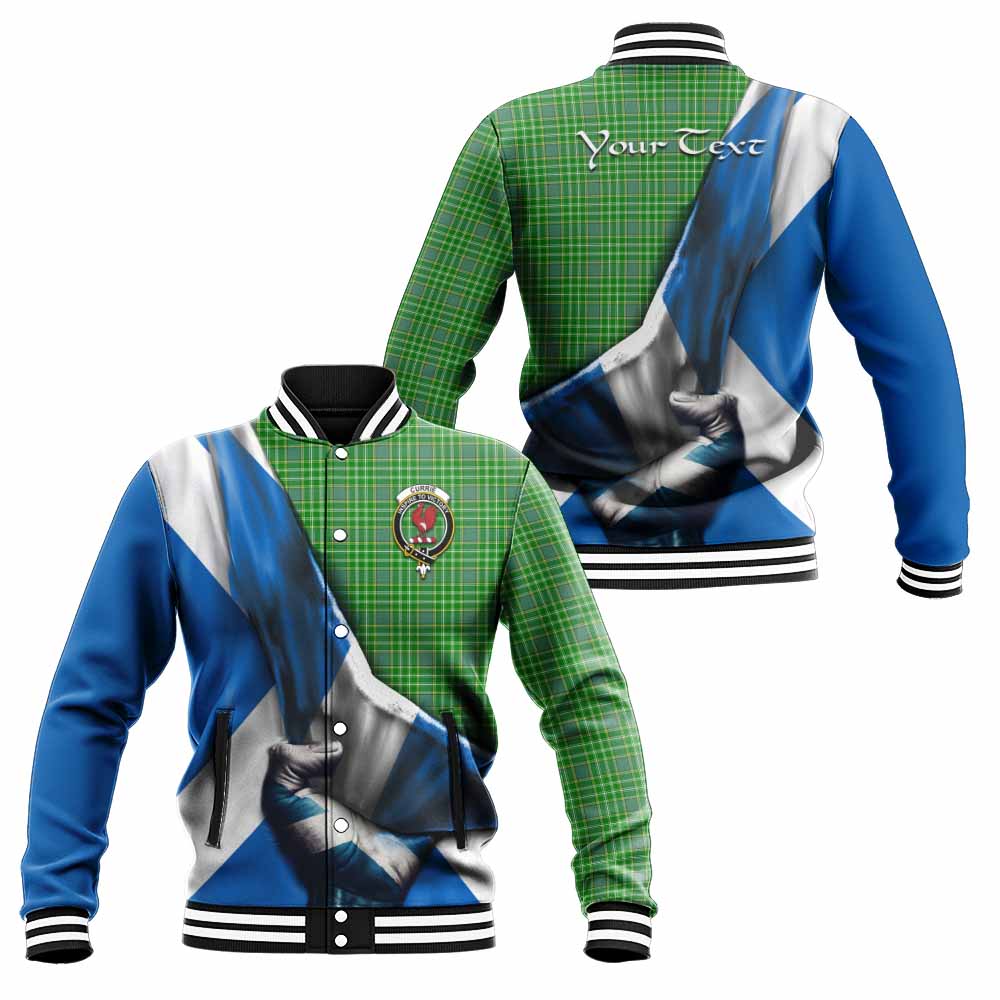 Tartan Vibes Clothing Currie Tartan Baseball Jacket with Family Crest Scotland Patriotic Style