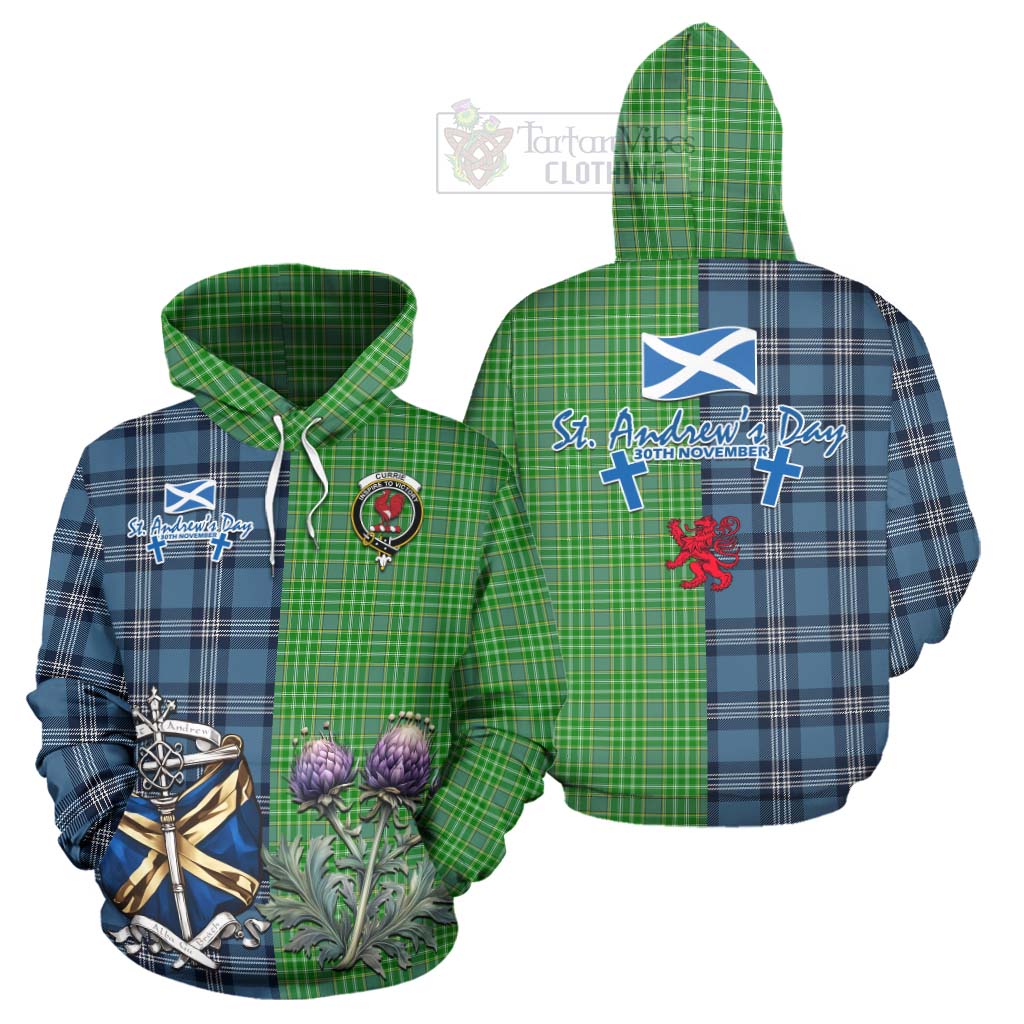 Tartan Vibes Clothing Currie Tartan Hoodie Happy St. Andrew's Day Half Tartan Style