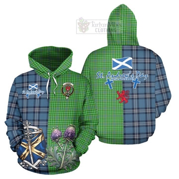 Currie Tartan Hoodie Happy St. Andrew's Day Half Tartan Style