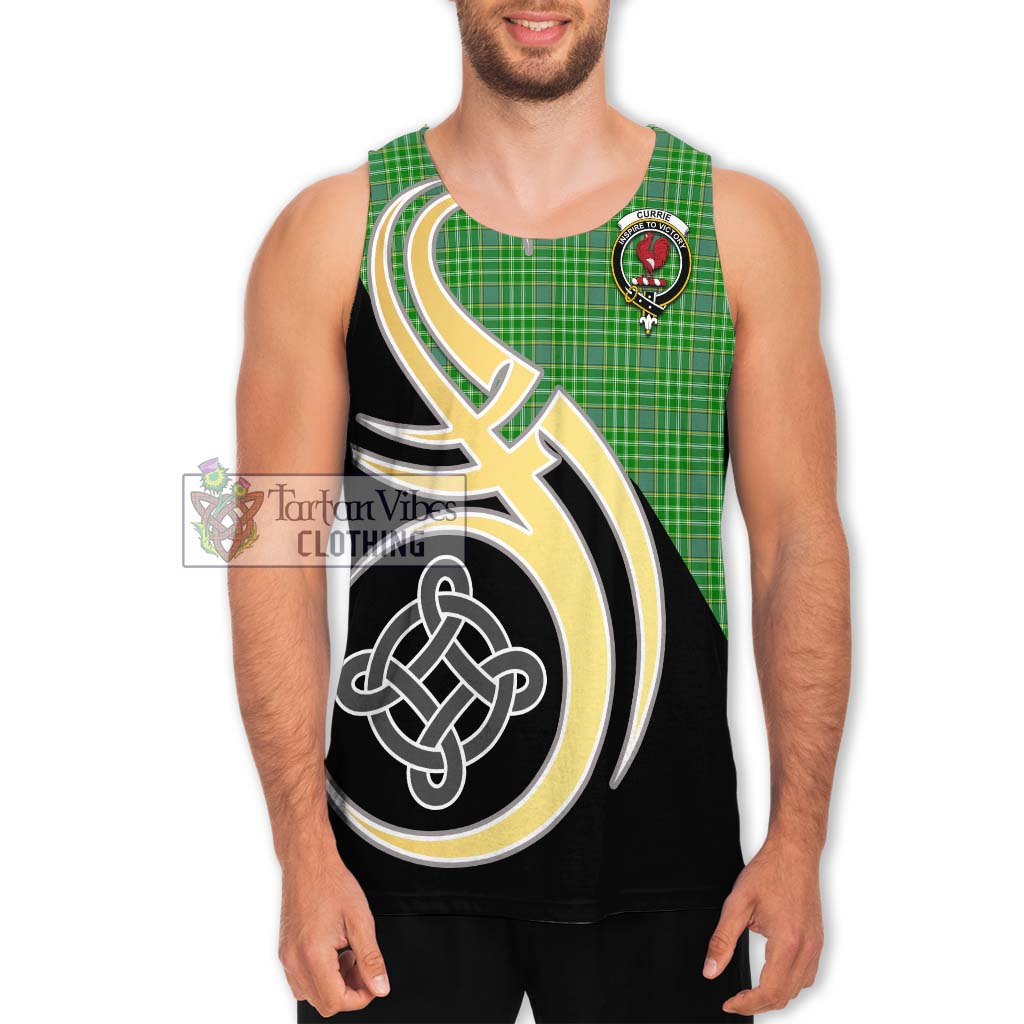 Currie Tartan Men's Tank Top with Family Crest and Celtic Symbol Style Men - Tartan Vibes Clothing