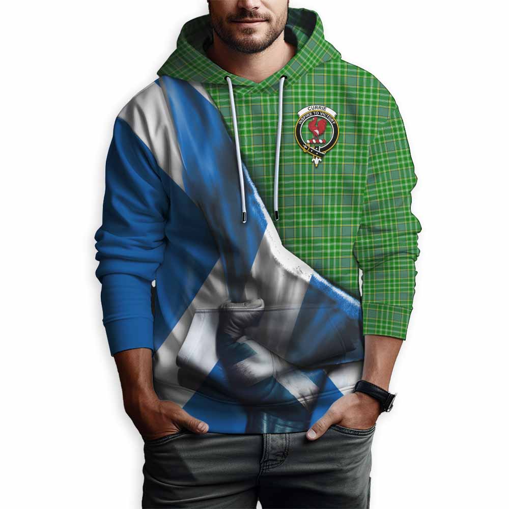 Tartan Vibes Clothing Currie Tartan Hoodie with Family Crest Scotland Patriotic Style