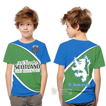 Currie Family Crest Tartan Kid T-Shirt Celebrate Saint Andrew's Day in Style