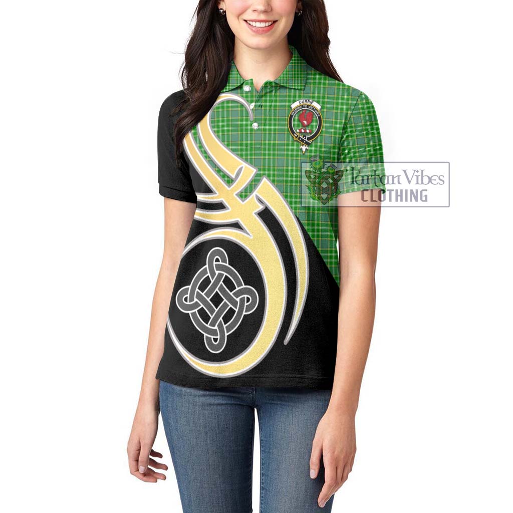 Currie Tartan Women's Polo Shirt with Family Crest and Celtic Symbol Style Women - Tartan Vibes Clothing