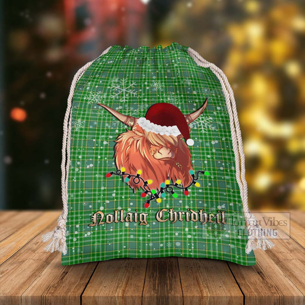 Tartan Vibes Clothing Currie Tartan Christmas Santa's Bag with Highland Cow