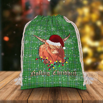 Currie Tartan Christmas Santa's Bag with Highland Cow