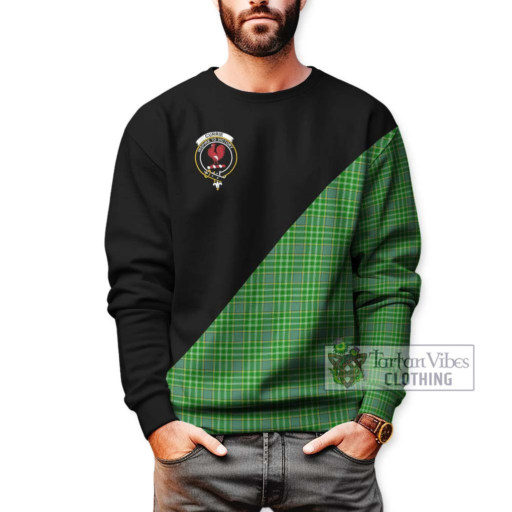 Currie Tartan Sweatshirt with Family Crest and Military Logo Style Unisex - Tartanvibesclothing Shop