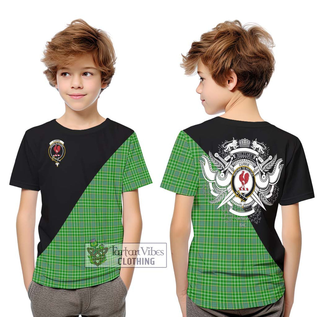 Currie Tartan Kid T-Shirt with Family Crest and Military Logo Style Youth XL Size14 - Tartanvibesclothing Shop