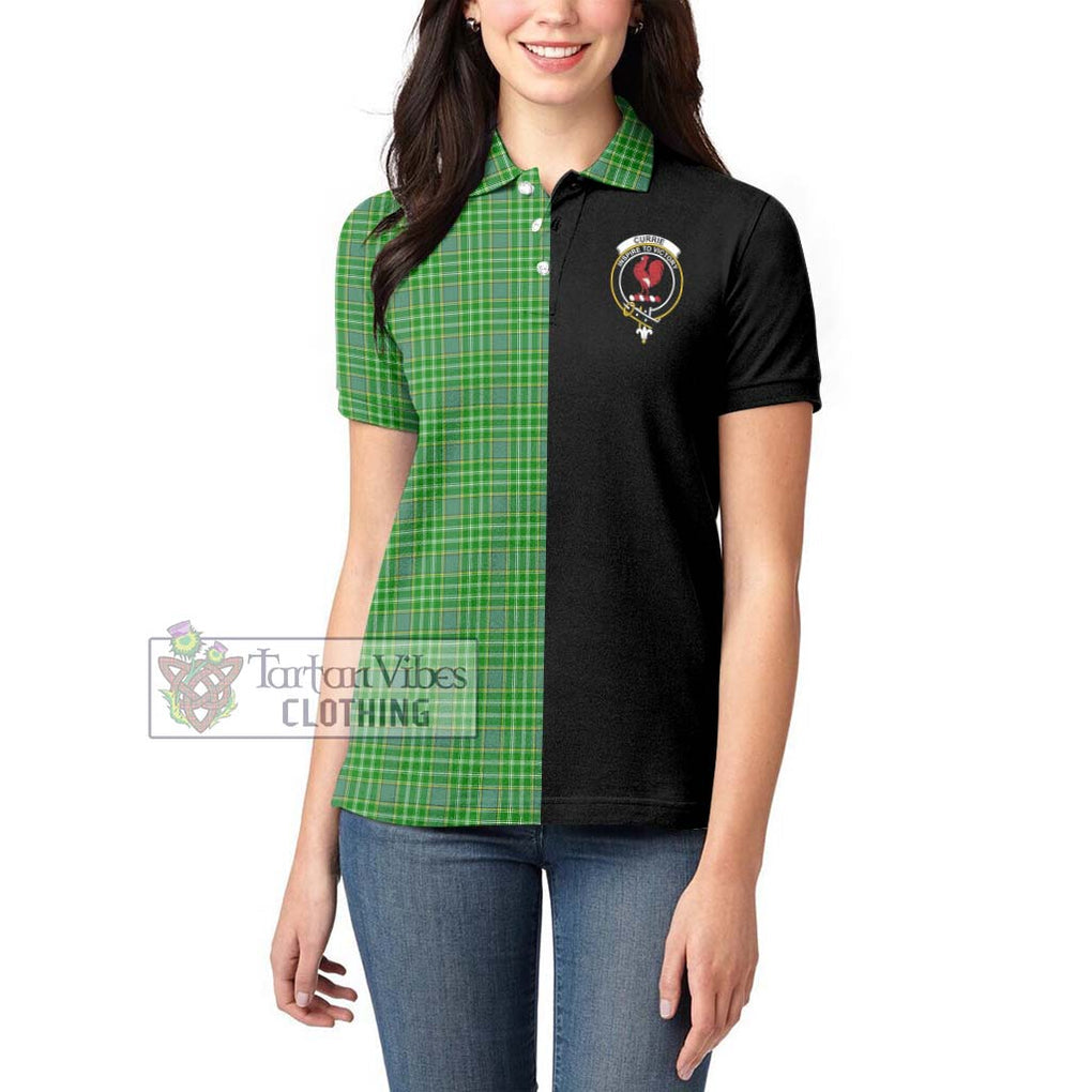 Currie Tartan Women's Polo Shirt with Family Crest and Half Of Me Style - Tartanvibesclothing Shop