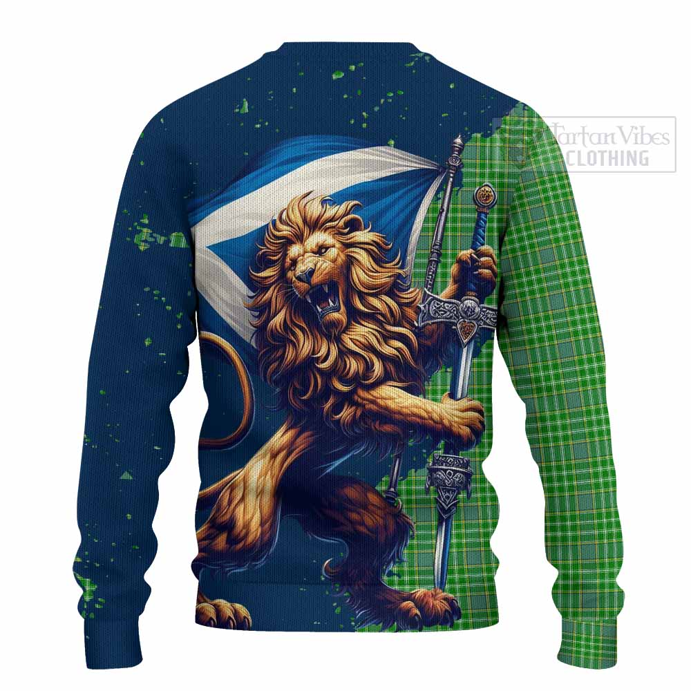 Tartan Vibes Clothing Currie Tartan Family Crest Knitted Sweater with Scottish Majestic Lion