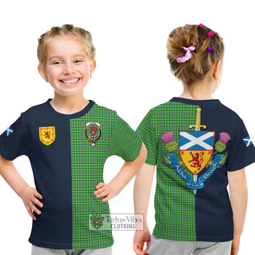 Currie Tartan Kid T-Shirt Alba with Scottish Lion Royal Arm Half Style