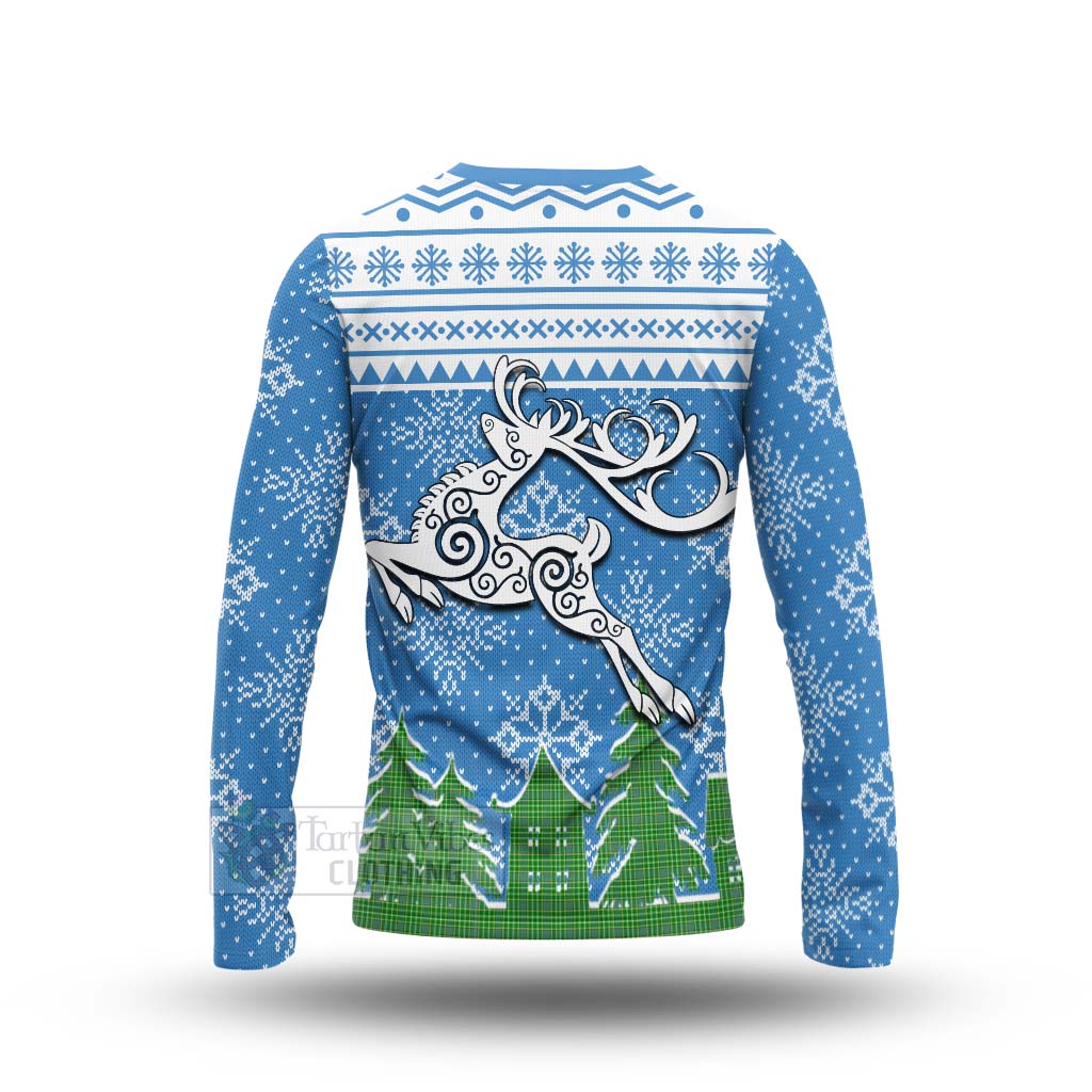 Tartan Vibes Clothing Currie Clan Christmas Long Sleeve T-Shirt Celtic Reindeer Style