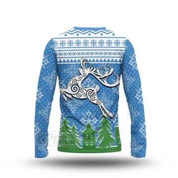 Currie Clan Christmas Long Sleeve T-Shirt Celtic Reindeer Style