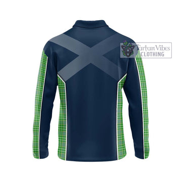 Currie Tartan Long Sleeve Polo Shirt with Family Crest and Lion Rampant Vibes Sport Style