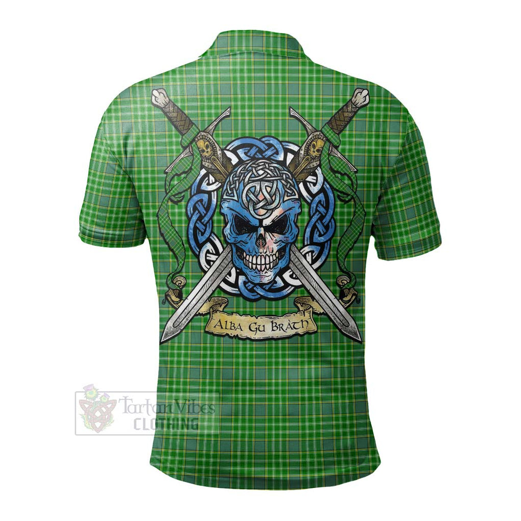 Tartan Vibes Clothing Currie Tartan Polo Shirt with Family Crest Celtic Skull Style