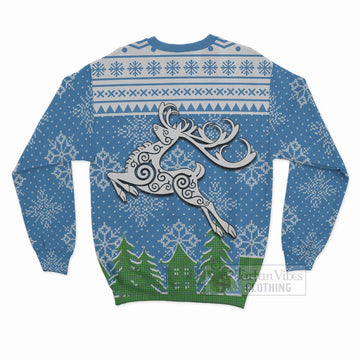 Currie Clan Christmas Sweatshirt Celtic Reindeer Style