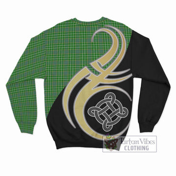 Currie Tartan Sweatshirt with Family Crest and Celtic Symbol Style