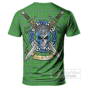 Currie Tartan T-Shirt with Family Crest Celtic Skull Style