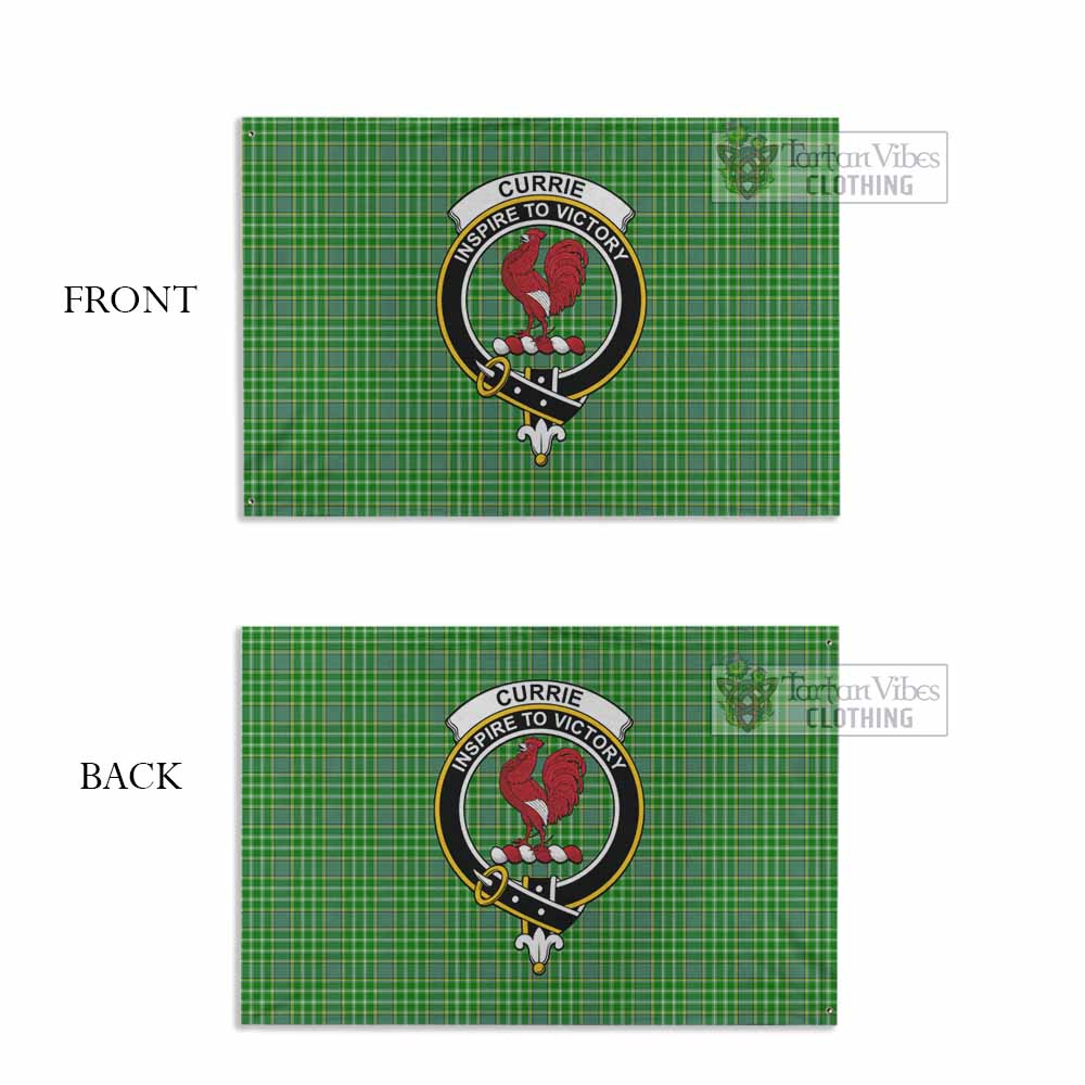 Tartan Vibes Clothing Currie Tartan House Flag with Family Crest