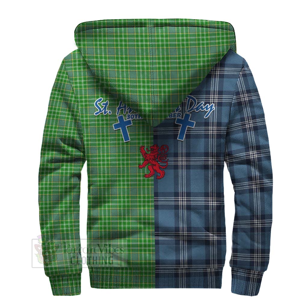 Tartan Vibes Clothing Currie Tartan Sherpa Hoodie Happy St. Andrew's Day Half Tartan Style