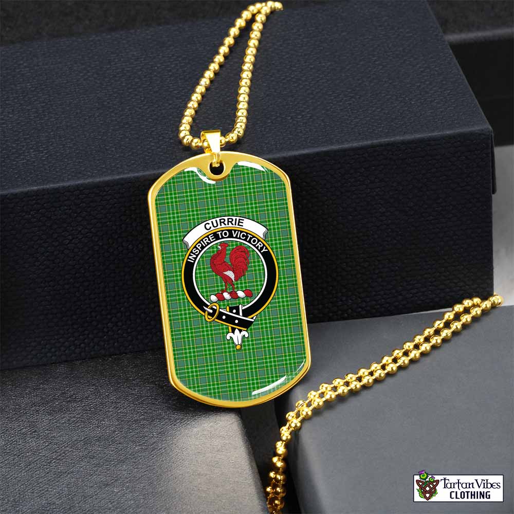 Tartan Vibes Clothing Currie Tartan Dog Tag Necklace with Family Crest