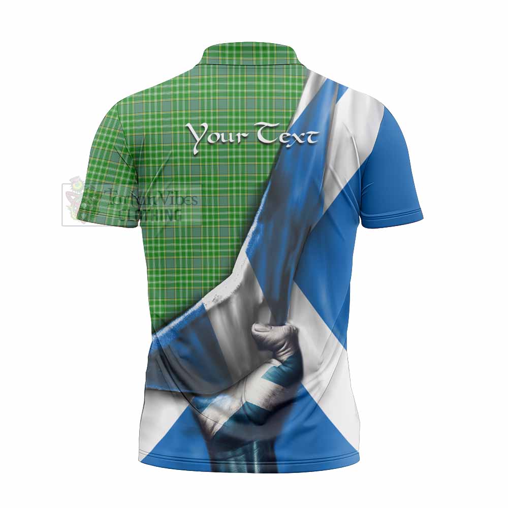 Tartan Vibes Clothing Currie Tartan Zipper Polo Shirt with Family Crest Scotland Patriotic Style