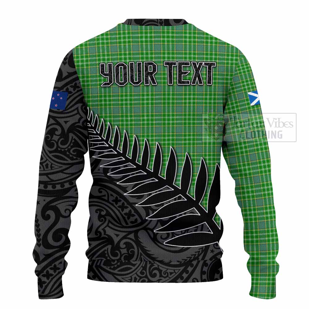 Tartan Vibes Clothing Currie Crest Tartan Knitted Sweater with New Zealand Silver Fern Half Style