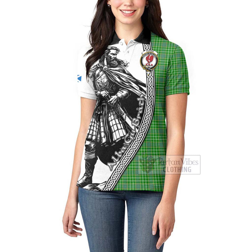 Tartan Vibes Clothing Currie Tartan Clan Crest Women's Polo Shirt with Highlander Warrior Celtic Style