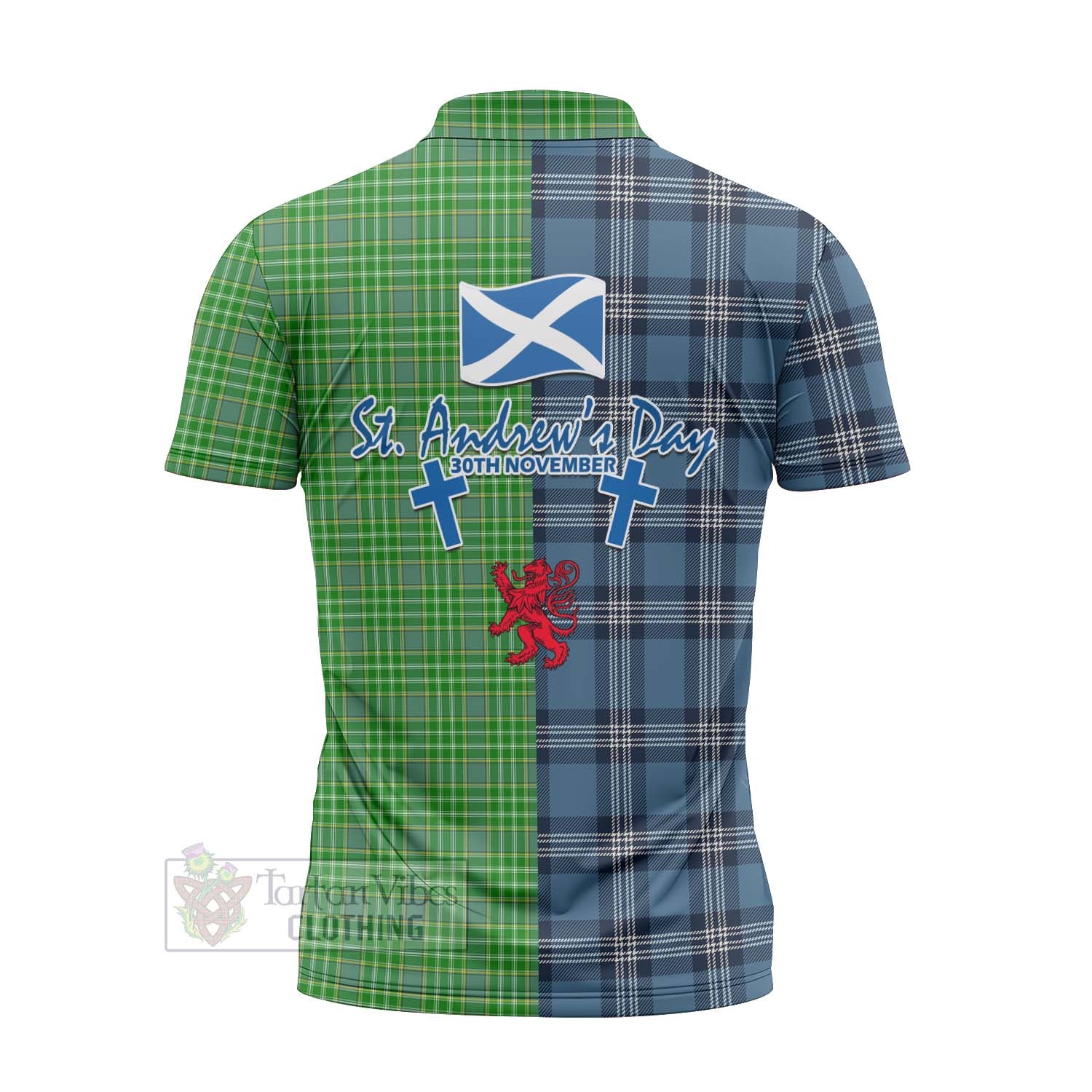 Tartan Vibes Clothing Currie Tartan Zipper Polo Shirt Happy St. Andrew's Day Half Tartan Style