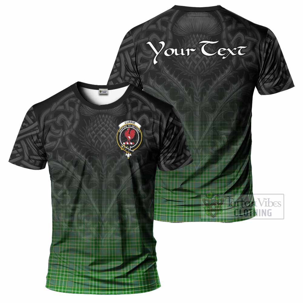 Tartan Vibes Clothing Currie Tartan T-Shirt with Family Crest Celtic Thistle Vibes