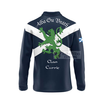 Currie Tartan Lion Rampant Long Sleeve Polo Shirt  Proudly Display Your Heritage with Alba Gu Brath and Clan Name