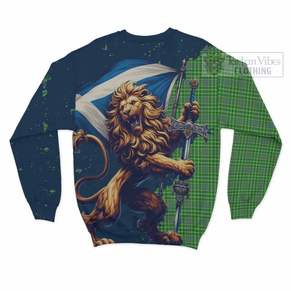 Tartan Vibes Clothing Currie Tartan Family Crest Sweatshirt with Scottish Majestic Lion