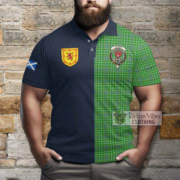 Currie Tartan Polo Shirt Alba with Scottish Lion Royal Arm Half Style