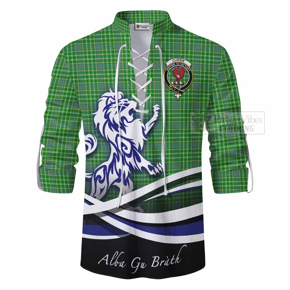 Tartan Vibes Clothing Currie Tartan Ghillie Kilt Shirt with Alba Gu Brath Regal Lion Emblem