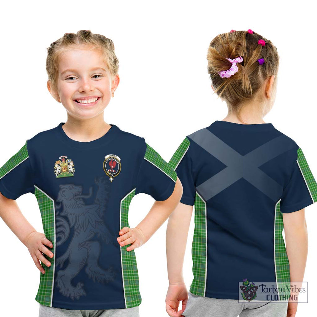 Currie Tartan Kid T-Shirt with Family Crest and Lion Rampant Vibes Sport Style - Tartan Vibes Clothing