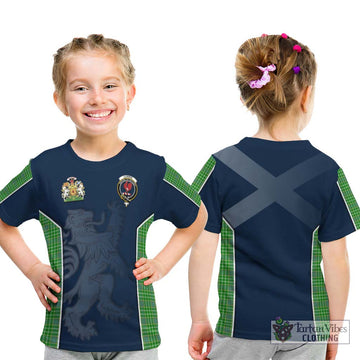 Currie Tartan Kid T-Shirt with Family Crest and Lion Rampant Vibes Sport Style