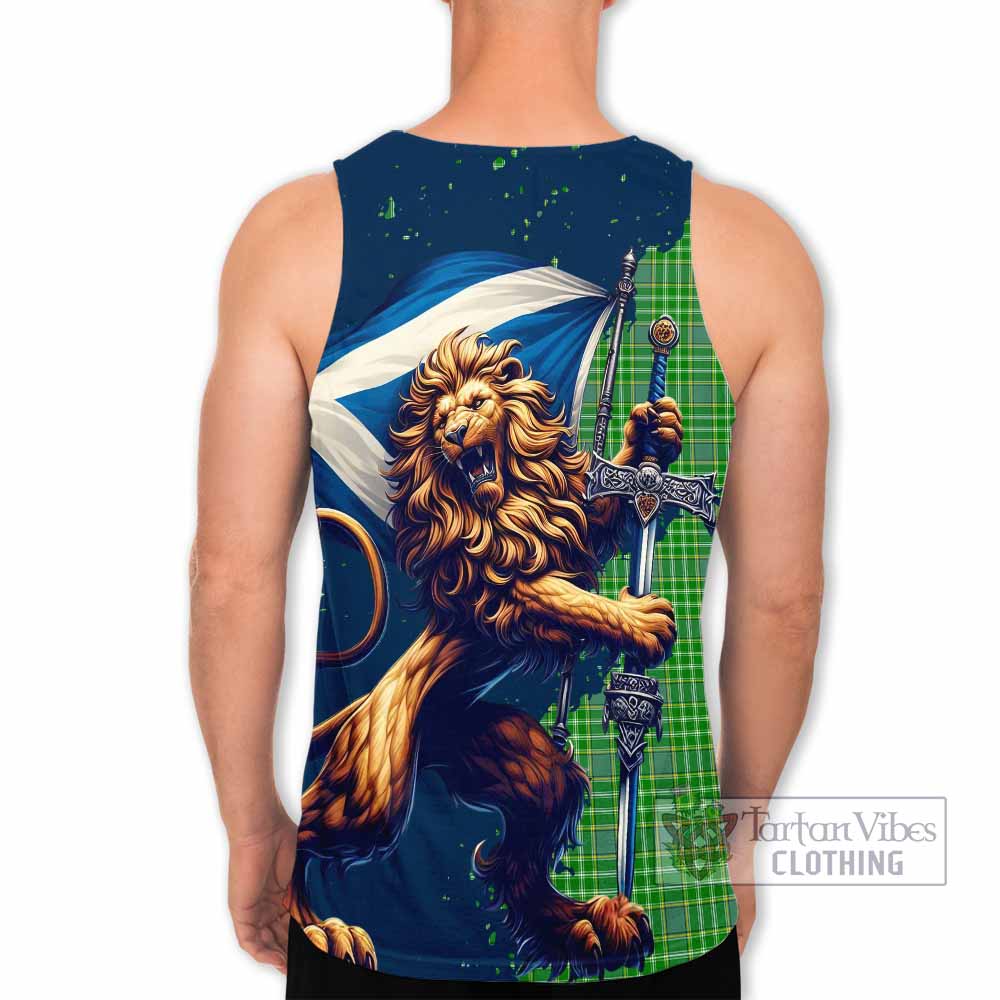 Tartan Vibes Clothing Currie Tartan Family Crest Men's Tank Top with Scottish Majestic Lion