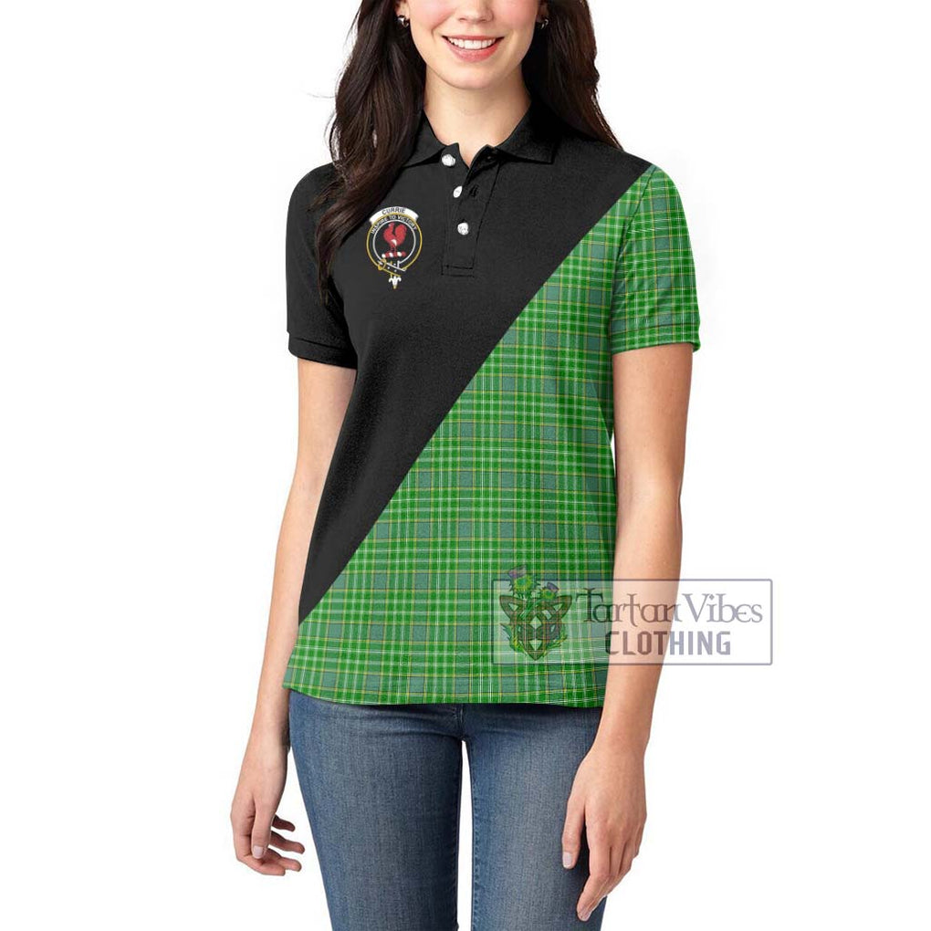 Currie Tartan Women's Polo Shirt with Family Crest and Military Logo Style - Tartanvibesclothing Shop