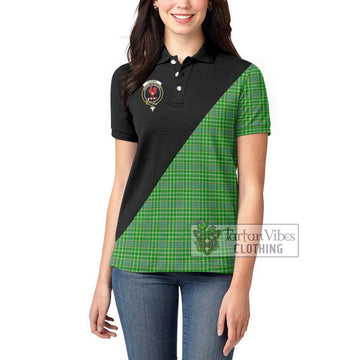 Currie Tartan Women's Polo Shirt with Family Crest and Military Logo Style