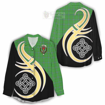 Currie Tartan Women's Casual Shirt with Family Crest and Celtic Symbol Style