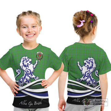 Currie Tartan Kid T-Shirt with Alba Gu Brath Regal Lion Emblem