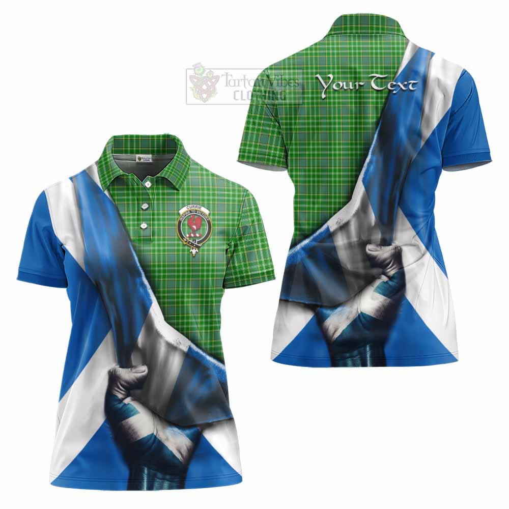 Tartan Vibes Clothing Currie Tartan Women's Polo Shirt with Family Crest Scotland Patriotic Style