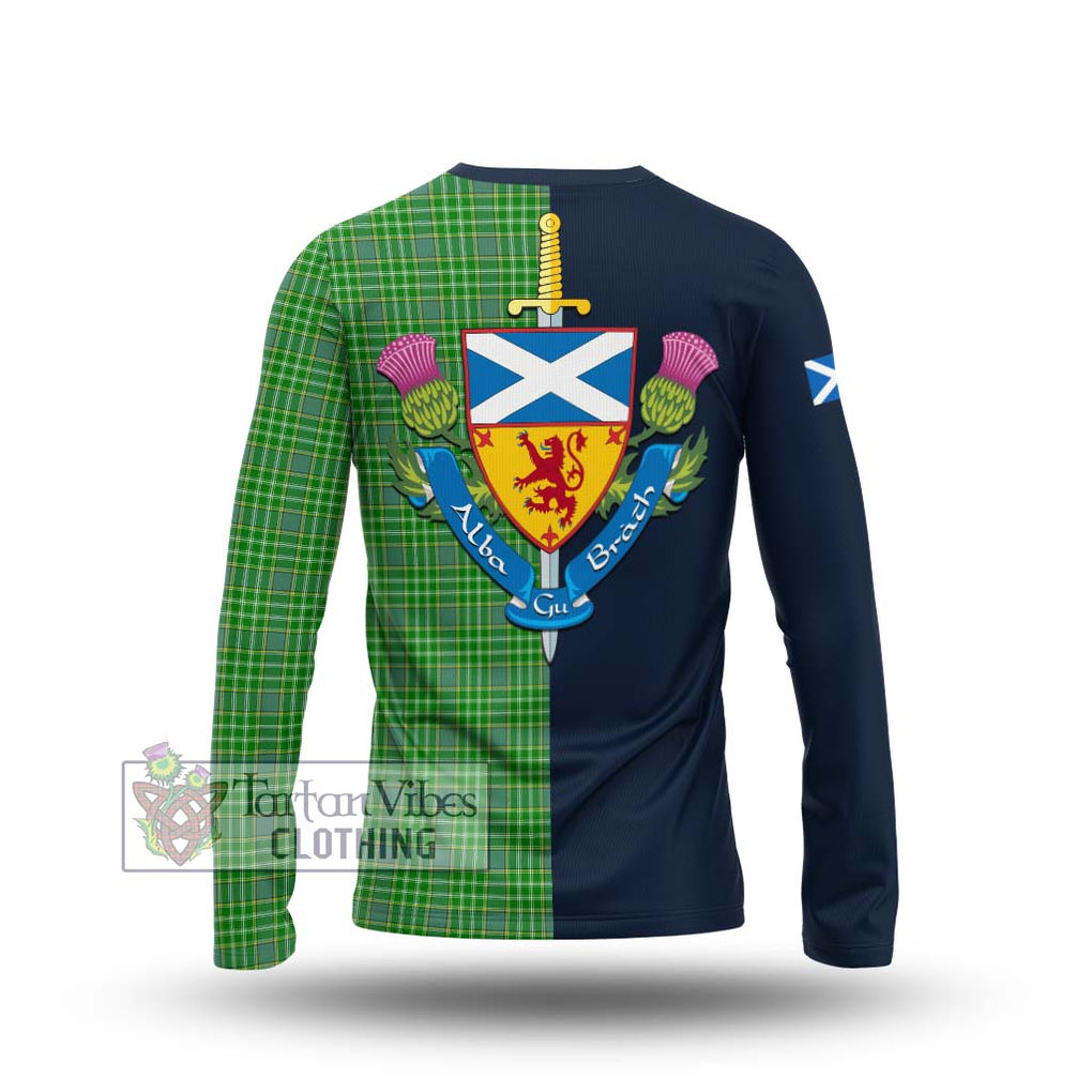 Tartan Vibes Clothing Currie Tartan Long Sleeve T-Shirt with Scottish Lion Royal Arm Half Style