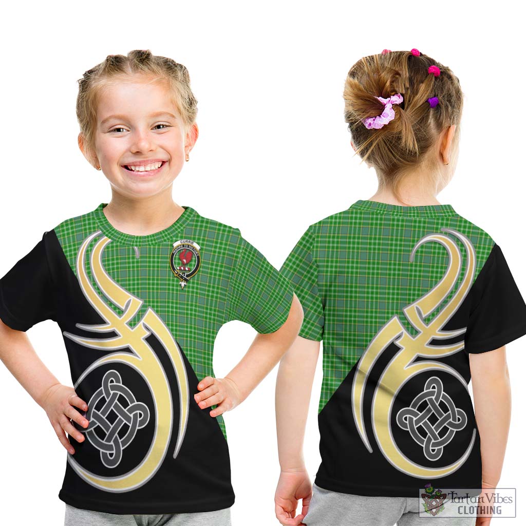 Currie Tartan Kid T-Shirt with Family Crest and Celtic Symbol Style - Tartan Vibes Clothing