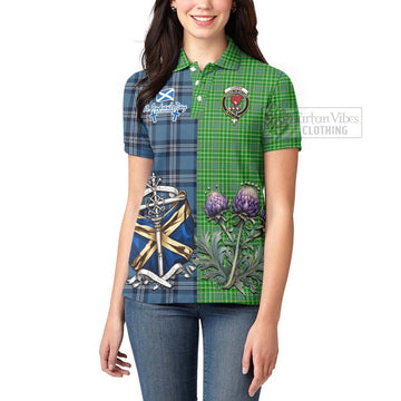 Currie Tartan Women's Polo Shirt Happy St. Andrew's Day Half Tartan Style